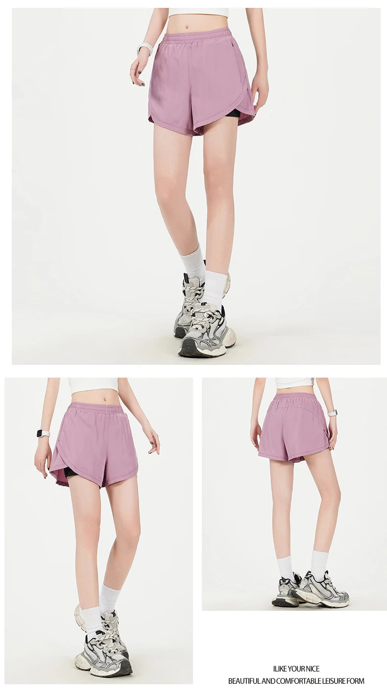 Yoga Short Pants Women Double Design Short Lightweight Comfortable Quick Dry Breathable Fitness Sport Anti-exposure Shorts Pants.