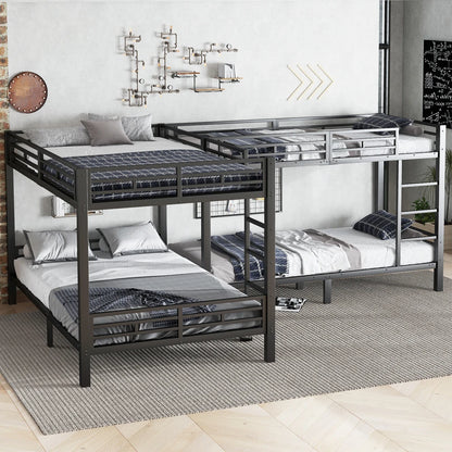 Eisenbett, Etagenbett, dreistufige Leiter, stabiles Gitter, Mehrbettkonfiguration, Betten in verschiedenen Größen, 90 x 200 cm und 140 x 200 cm