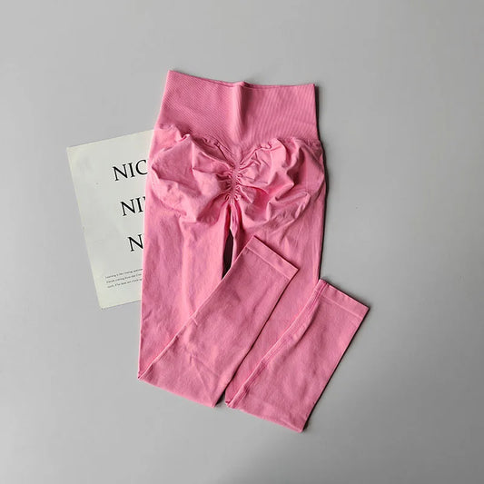 High Waist Belly-tightening Peach Buttocks Fitness Pants Unrestrained Cycling Pilates Skin-friendly High-elastic Yoga Leggings.