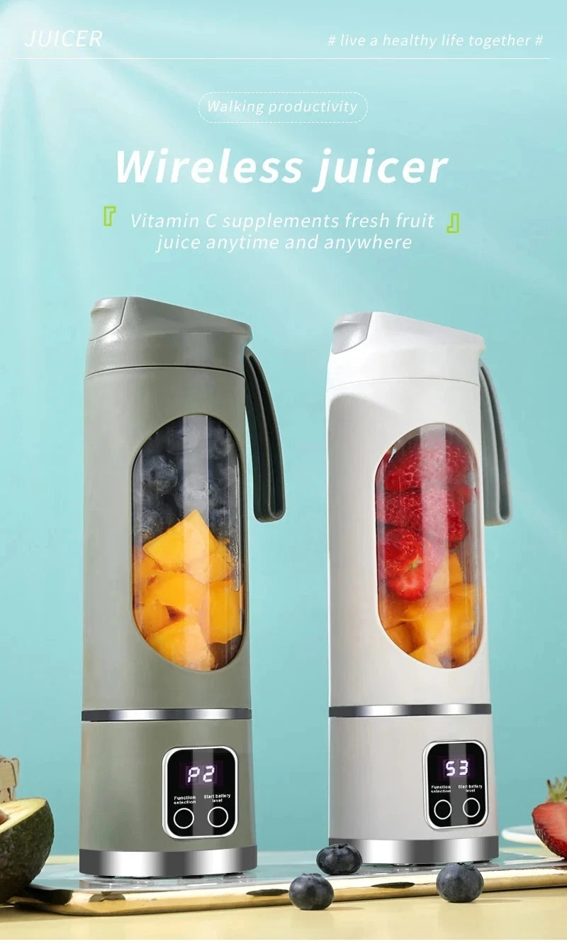 2025 New Household Charging MINI Crushed Ice Electric Juicer Powerful Motor 450ML Large Capacity Digital Display Juice Cup.