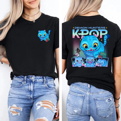 Unisex Kpop Demon Hunters T Shirt Tiger Bird and Vase Cotton Tops Funny Short Sleeve Crew Neck Tee Shirt  Y2k Top Korean.