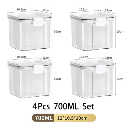Large Capacity Waterproof Transparent Sealed Jar Multi-size Scene Kitchen Candy Dried Grain Storage With Lid Fridge Storage Tank