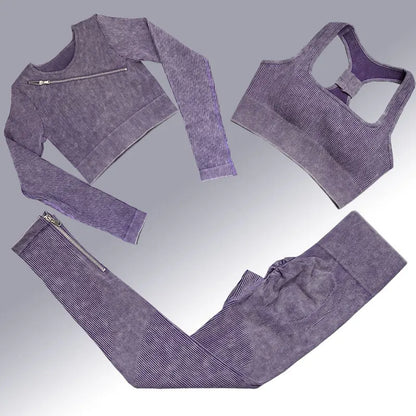 Yoga Suit High Waist Leggings Running Training Tights Sports Outfits Long Sleeve Crop Top Bra Seamless Fitenss Set Fitness Wear.