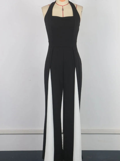 Jumpsuits for Woman Summer New Sexy Color Block Sleeveless Sling Jumpsuit Fashionable Slim Fit Backless Straight Leg Jumpsuit.