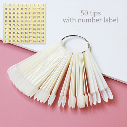 80/50/20pcs Nail Display Sticks Nail Swatch False Nail Tips Nail Gel Polish Practice Clear Display Board for Nail Art Tools