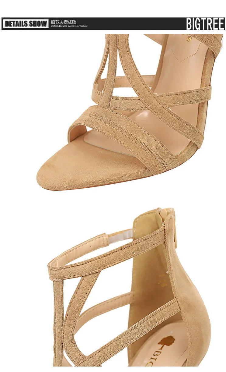 BIGTREE Shoes Roman Style High Heels Woman Pumps Stiletto Heels 11 Cm Women Heels Sexy Party Shoes Hollow Out Women Sandals 2025