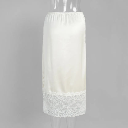 Tossy White Casual Lace Long Skirt For Women Slim High Waist Patchwork Elegant Commute Clothes Summer 2025 Female Maxi Skirt New.