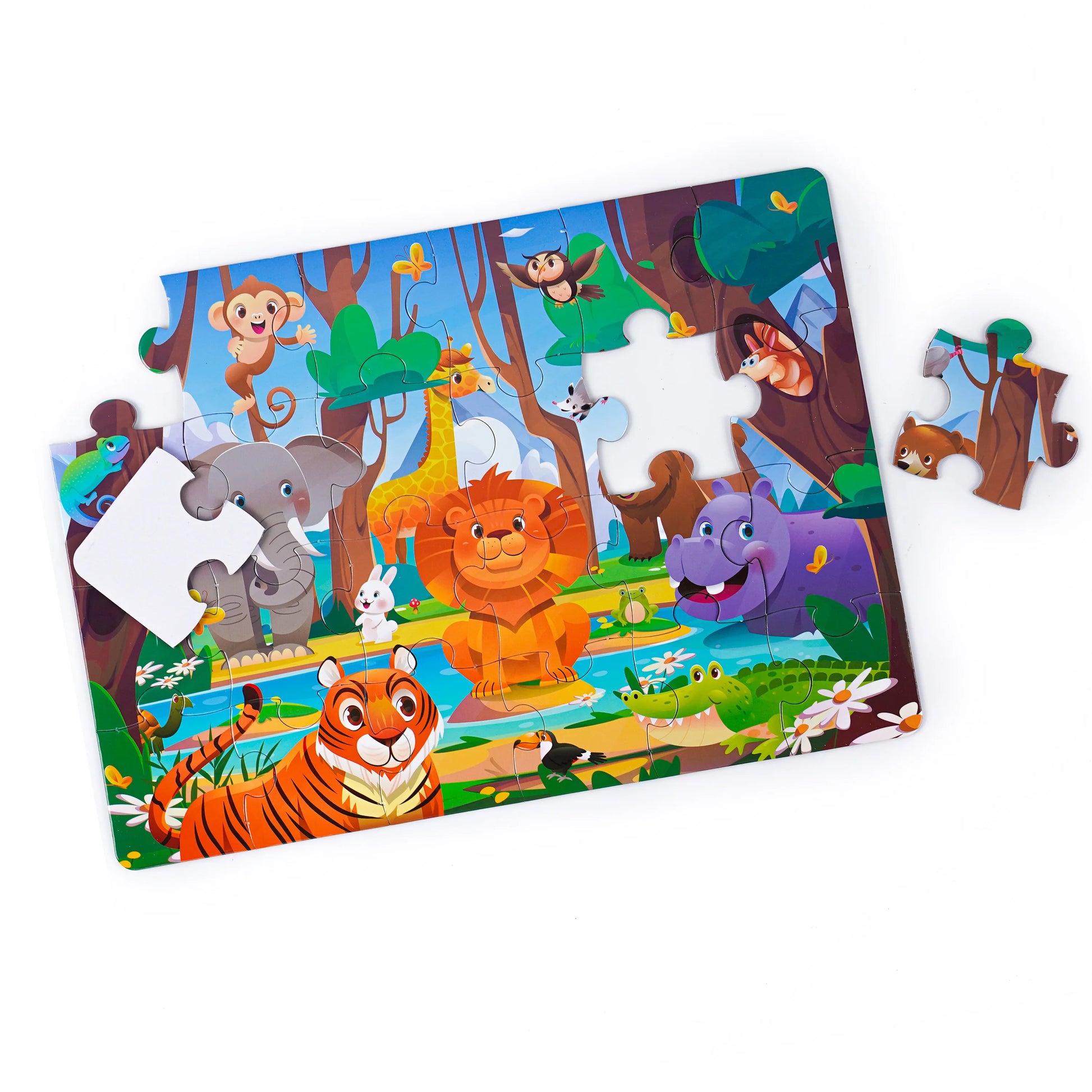 Kids Cartoon Animal Jigsaw Puzzles Montessori Educational Toys Parent-Child Theme Game Paper Educational Gift for Children.