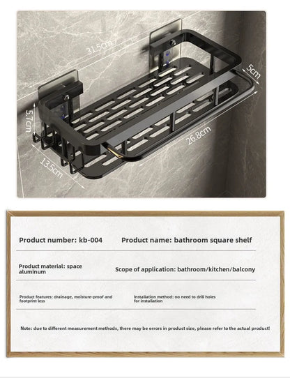 Badezimmerregale, schwarz, rostfrei, Wandmontage, nicht stanzbar, Aufbewahrungsregal, WC, Bad, Waschbecken, Wand-Badezimmerregale