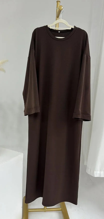 Casual Muslim Abaya Sweatshirt Long Dress for Women Daily Wear Plain Loose Abayas Islam Clothing Ramadan Eid Dubai Turkey Arabic