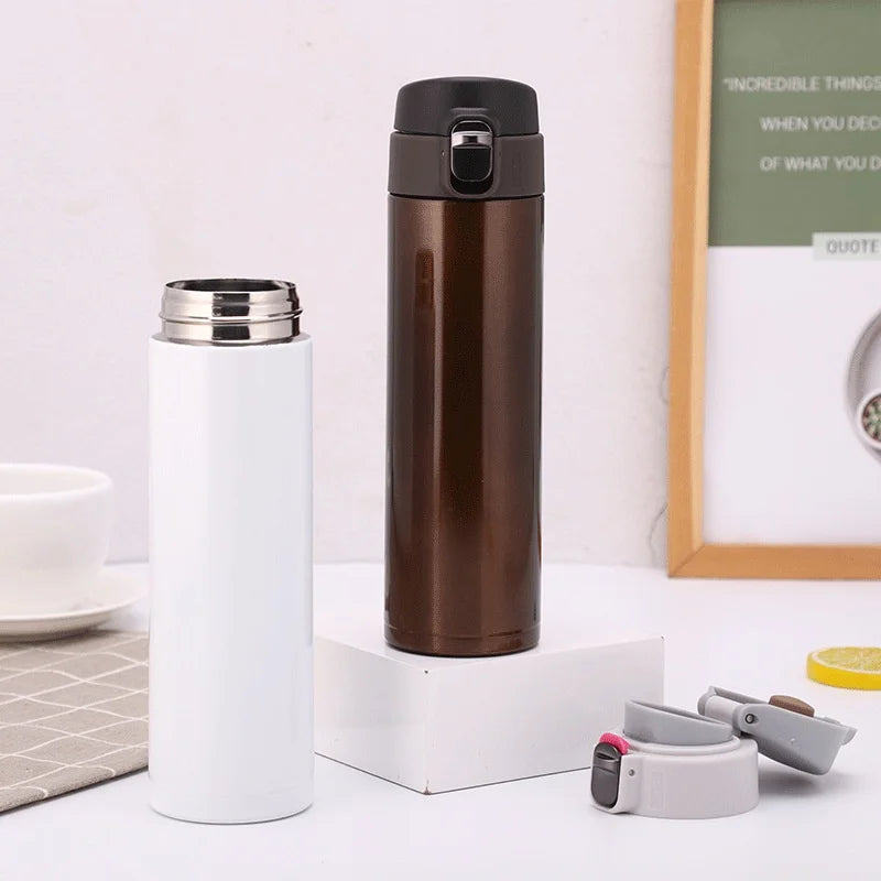 Students Go To School Thermos Cup Creative Bullet Cover Direct Drinking Water Cup Simple Solid Color Durable and Practical.
