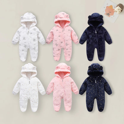 AYNIGIELL 0-12M Cartoon Neugeborenen Body Warme RompersSoft Neugeborenen Baby Kleidung Flanell Herbst Winter Baby Jungen Mädchen Overall.
