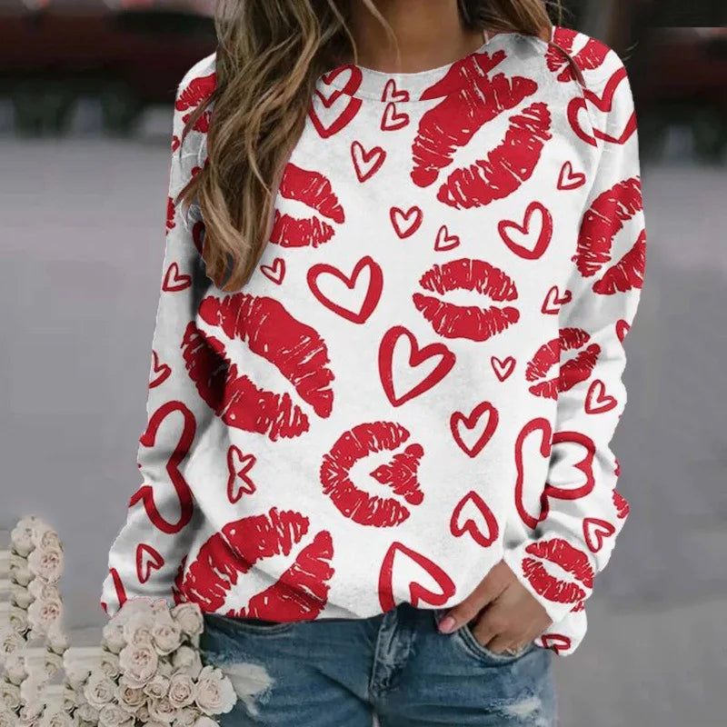Love Heart Sweatshirts 3D Print Hoodie Women Fashion Streetwear Oversized O-Neck Hoodies Harajuku Woman Pullovers Woman Clothing.