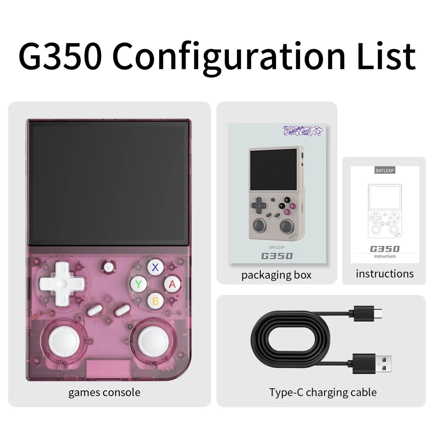 G350 Retro Game Video Player 3.5'' IPS Screen Linux System 3200mAh Dual Joystick 640x480 Portable Handheld Game Console Gift.