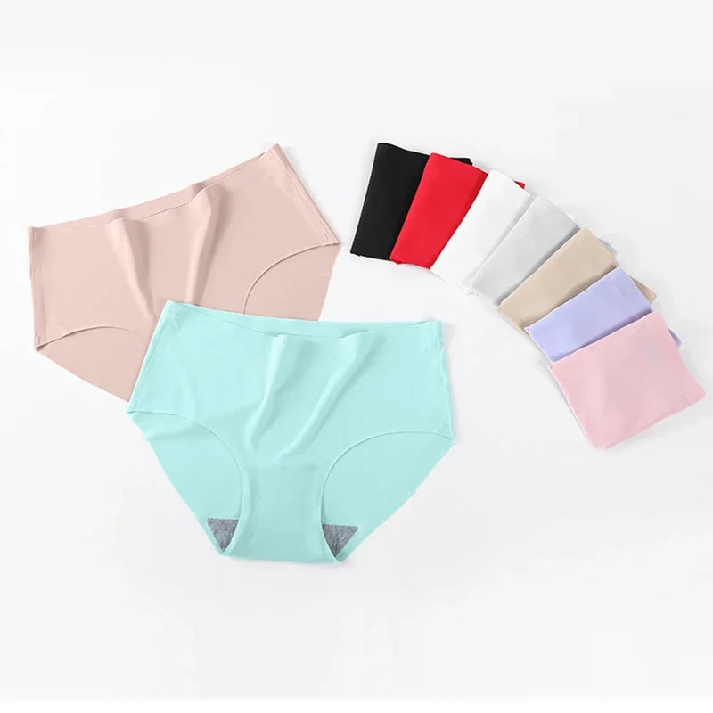 9 Pcs/Lot Seamless Women's Panties Solid Color Middle Waist Briefs Sexy Underwear for Girls And Women.
