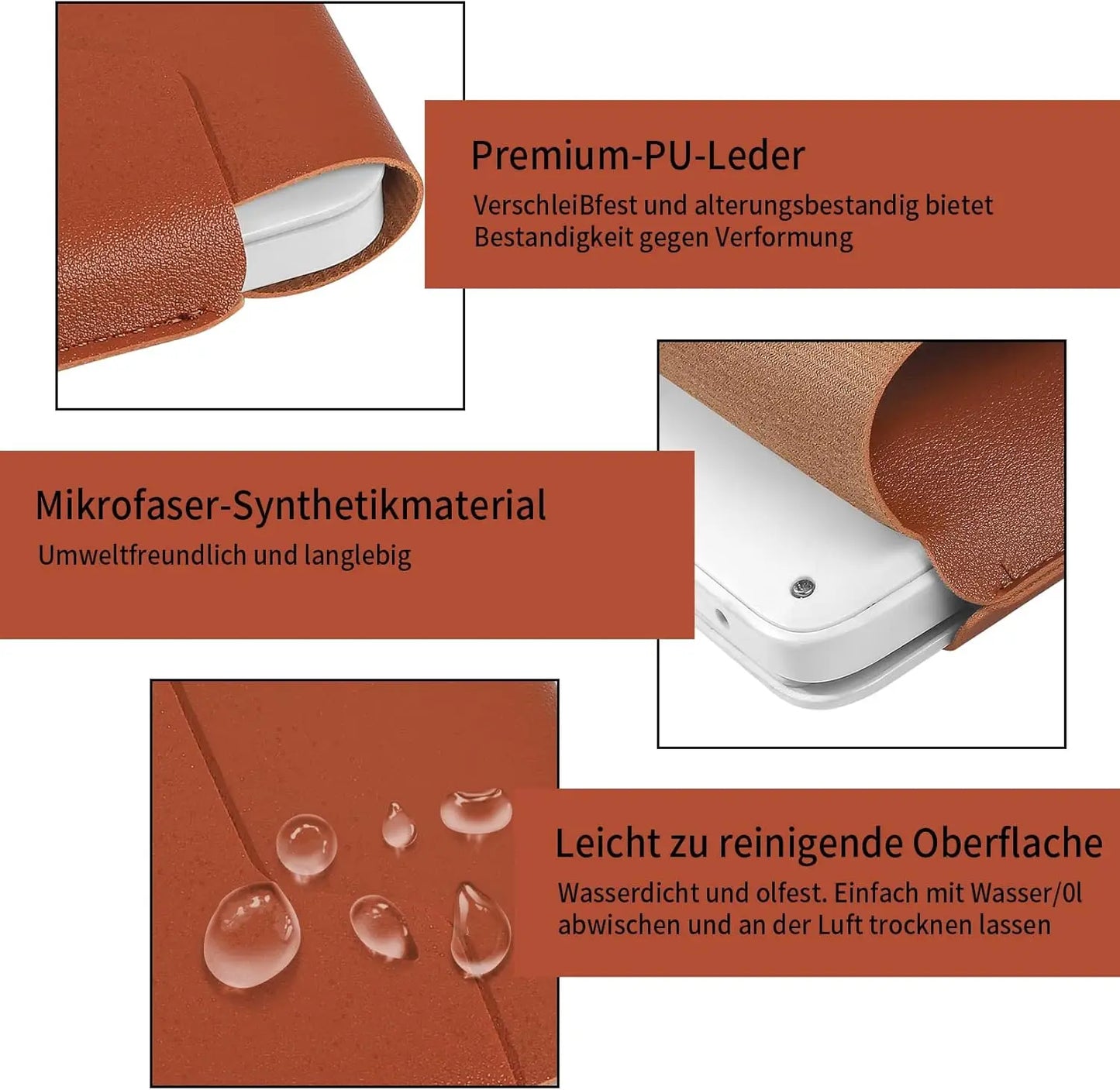 14-16 inch PU Leather Laptop Sleeve Bag Protective Case Cover Laptop Sleeve Case for MacBook Air 15 2023-2025 Pro 16 2021-2024.