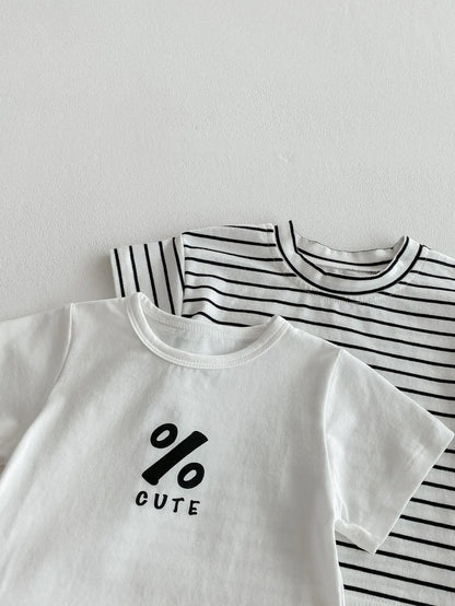 Baby Kleidung Sommer Neugeborenen Baby Jungen Mädchen Body Einfarbig Overalls Oder Infant Casual Gestreiften Brief Kurzarm T Shirts.