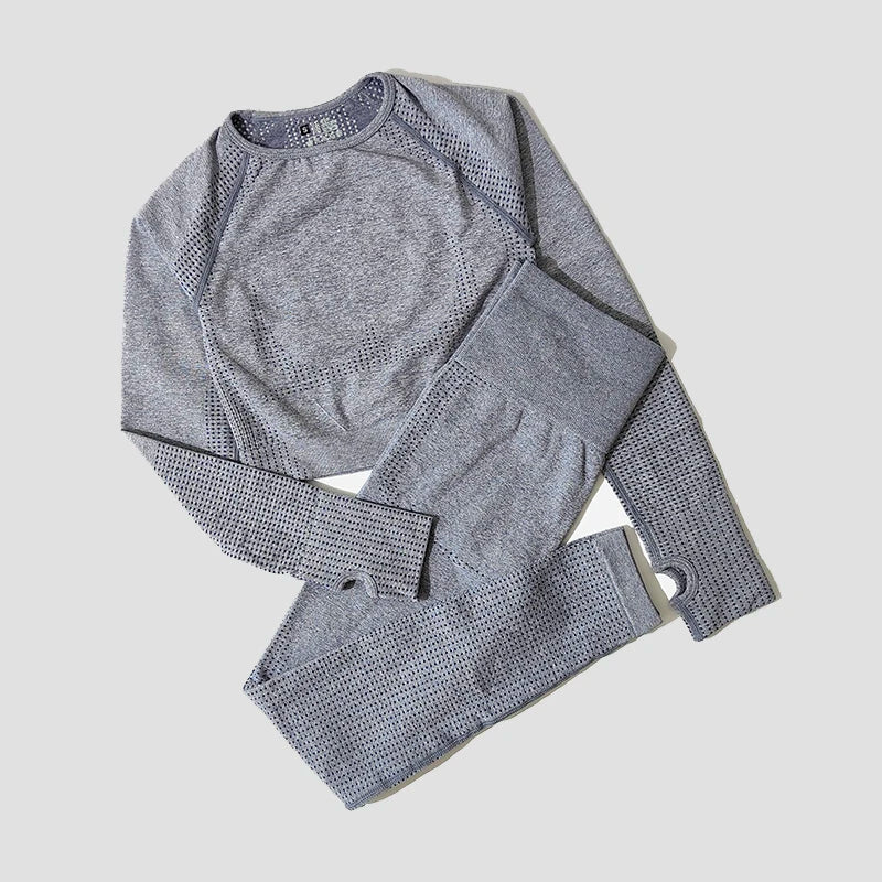 WAREBALL Women Seamless Yoga Set Gym Clothing Fitness High Waist Leggings Crop Top Shirts Sport Suits Workout Pants Active Wear