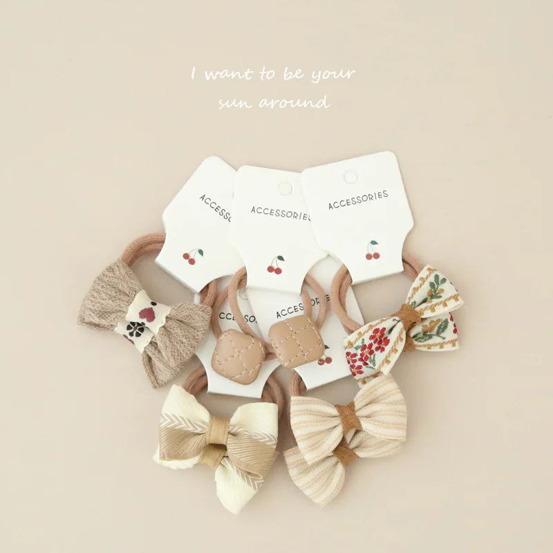 10Pcs/Lot, Elastic Hair Bow Clips for Children, Children's Headwear Hair Accessories for girls, Cute Hair ties, Lovely Hair Rope