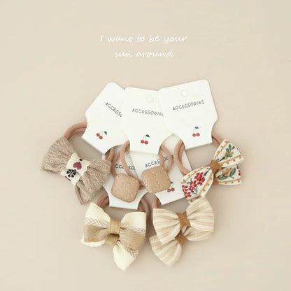 10Pcs/Lot, Elastic Hair Bow Clips for Children, Children's Headwear Hair Accessories for girls, Cute Hair ties, Lovely Hair Rope