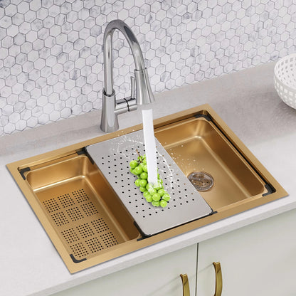 Gold 30 × 18 × 9 Inch 304 Stainless Steel Sink Undercarriage Kitchen Sink Stainless Steel Sink For Restaurants Dessert Shops Etc
