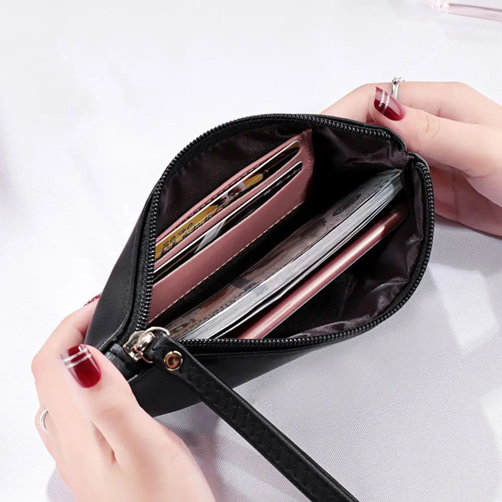 Women PU Leather Zip Coin Bag Wallet Long Purse Pouches.
