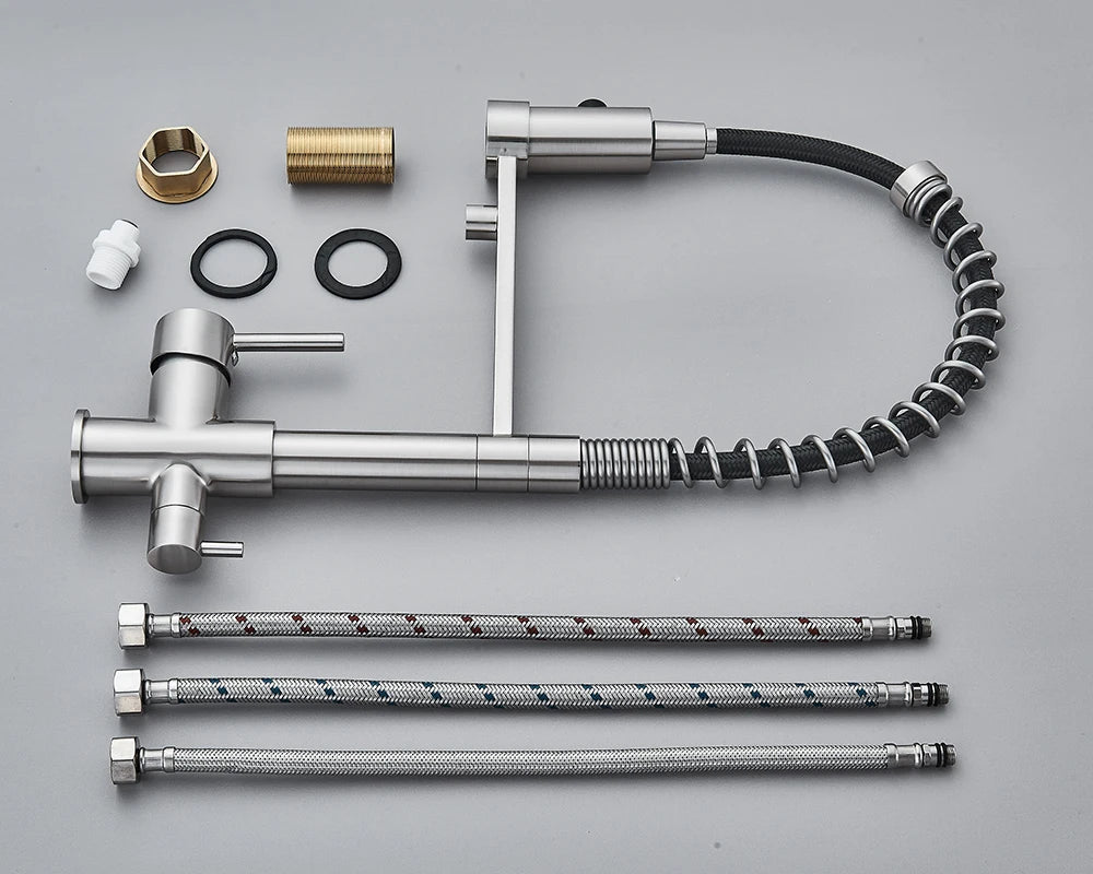 Black Filtered Kitchen Water Filter Kitchen Faucets Dual Spout Filter Faucet Mixer Water Purification Water Crane For Kitchen