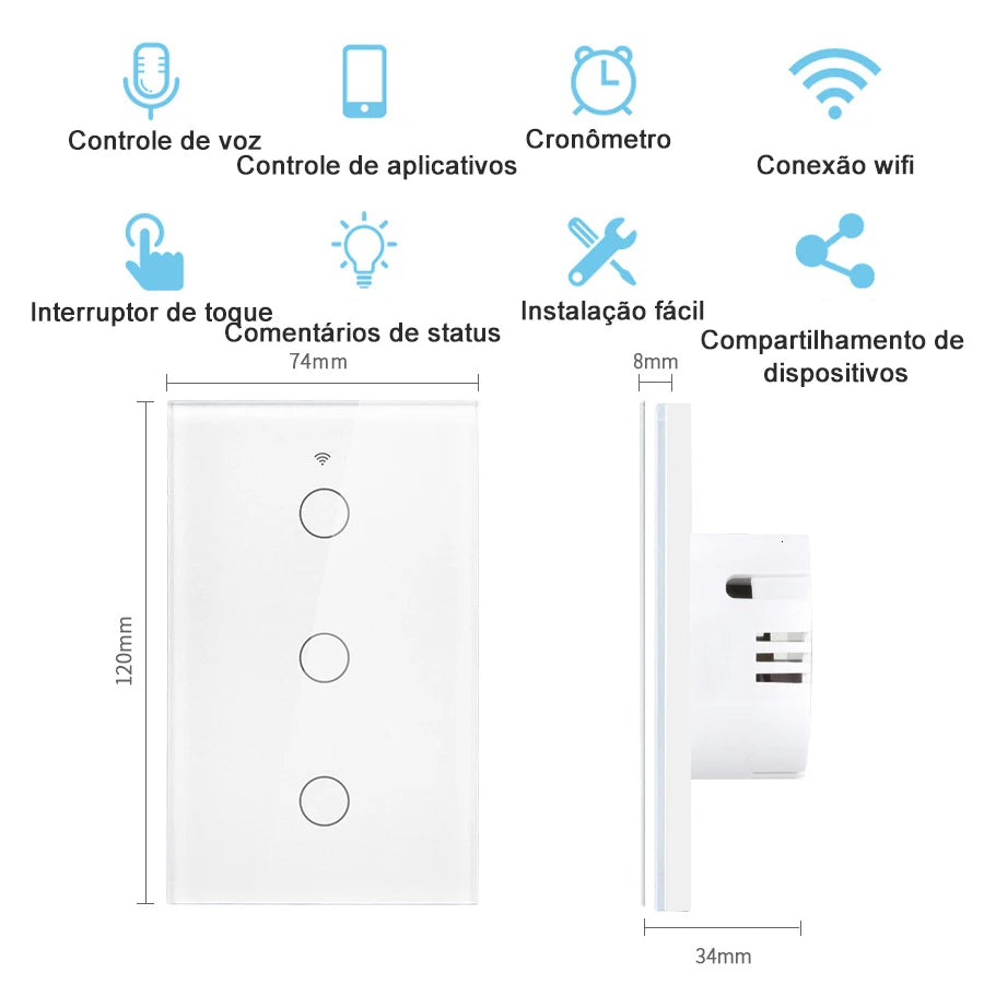 Tuya WiFi Touch Wand Smart Switch 1/2/3 Gang Licht Schalter Ohne Neutral Linie Smart Leben APP Steuerung unterstützung Alexa Google Hause.