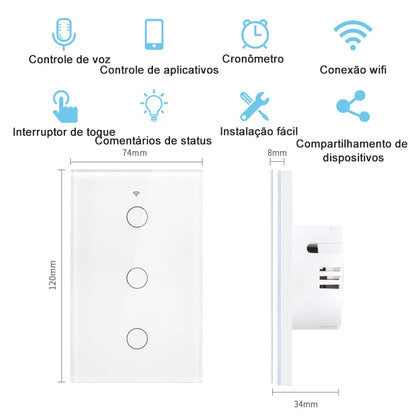 Tuya WiFi Touch Wand Smart Switch 1/2/3 Gang Licht Schalter Ohne Neutral Linie Smart Leben APP Steuerung unterstützung Alexa Google Hause.