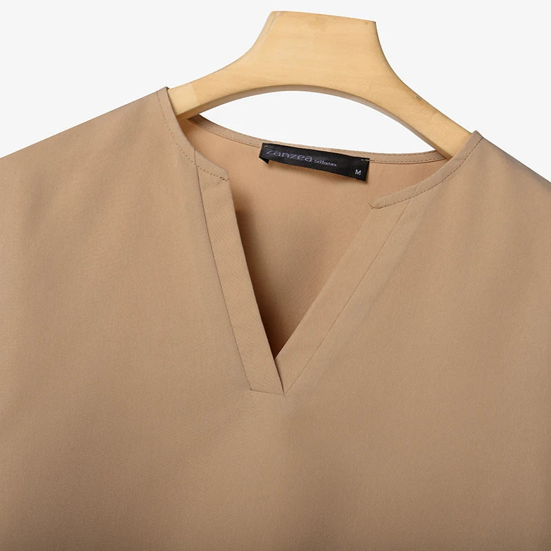 2025 ZANZEA Stylish Autumn 2 Piece Sets Women Outfit Casual V Neck Long Sleeve Tops Pant Set Solid Loose Work Tracksuit Oversize.