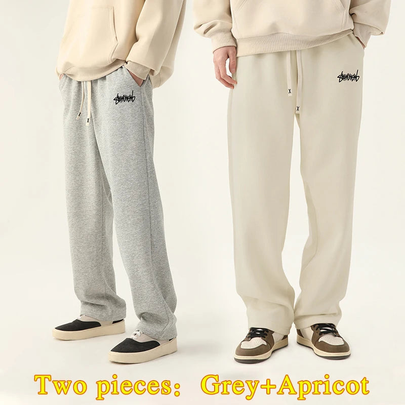 Men's Graphic Drawstring Waist Sweatpants, Regular Fit Casual Pocket Straight Leg Pants for Daily Wear, Men's Bottoms for Season