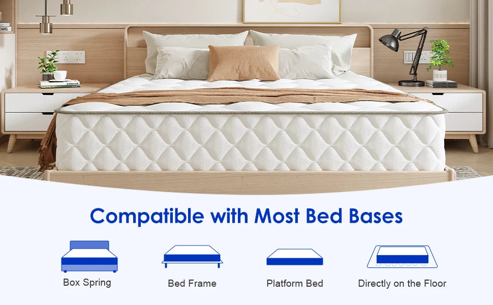 AUTHMIC Matratze, 22 cm dick, 7-Zonen-Unterstützung, mittelfeste, atmungsaktive Bett-Taschenmatratze zur Linderung von Rückenschmerzen, bequemer Schlaf