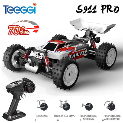 Teeggi S911 PRO 1:16 RC Racing Car 4WD RC CAR 70KM/H High Speed Off-Road Car 2.4G Remote Controller Toy For Children Gifts.