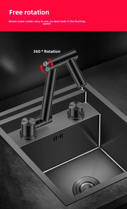 304 Stainless Steel Bar Sink Small Kitchen Sink Hidden Cup Washer Single Slot With Lid Balcony Garden ﻿