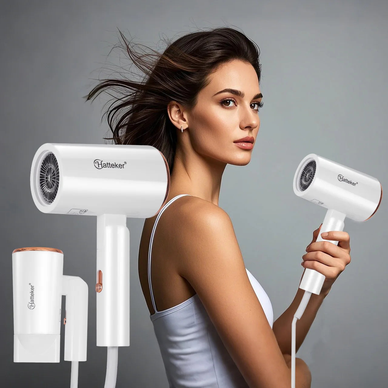 Hatteker 3-level Folding Hairdryer 2600W Hot Air Anion Hair Care for Home Travel Hair Dryer Dormitory Blow Drier 220V-240V EU