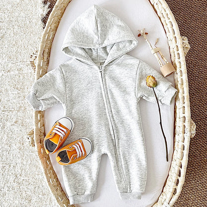 Baby Body suits einteilige Kapuze Reiß verschluss Overall dicke Neugeborene Baby kleidung Baby Boy bequeme warme Mädchen Baby kleidung Stram pler.