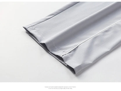 Summer ice silk thin section pants men's Hong Kong style loose splicing casual sports wide-legged pants elastic speed pants