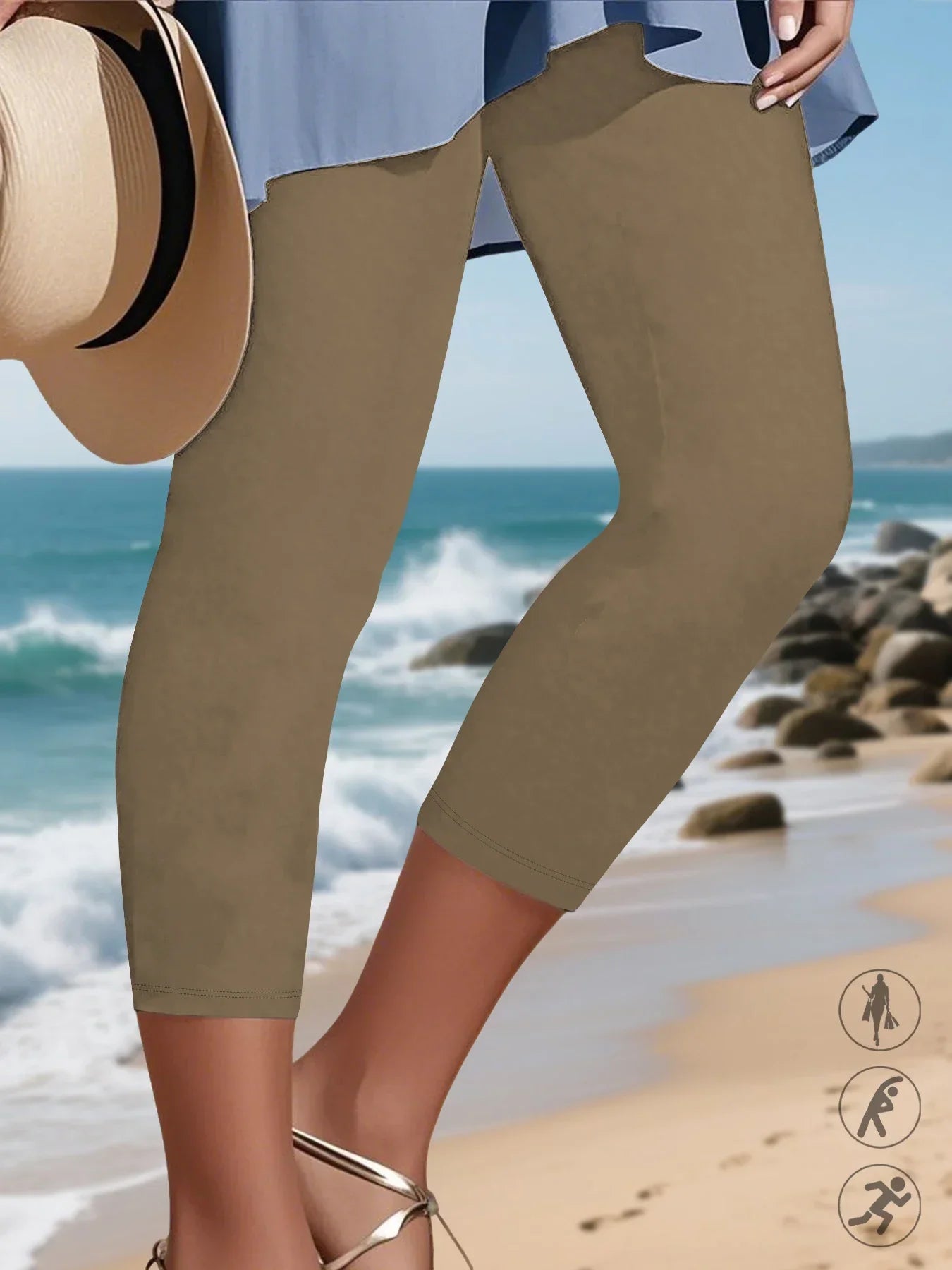 Women's Super Soft Capri Pants High Stretchy Breathable Pants No See Through Workout Running Yoga Athletic Pants Gym Leggings