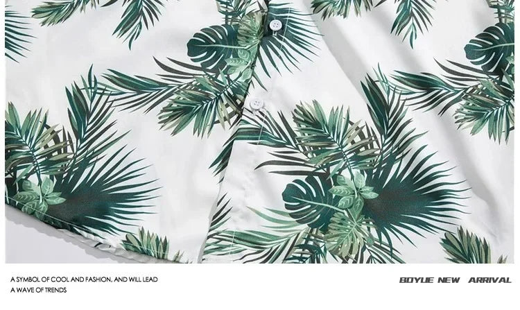 Shopee Popular Men's Loose-fit Hawaiian Vacation Beach Shirt Shorts Set Summer Casual Comfortable Clothing.