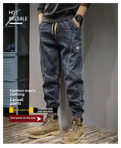 Autumn Winter Men's Trendy Loose-fit Jeans Casual Harem Trousers Long Pants Comfortable Working Clothes.