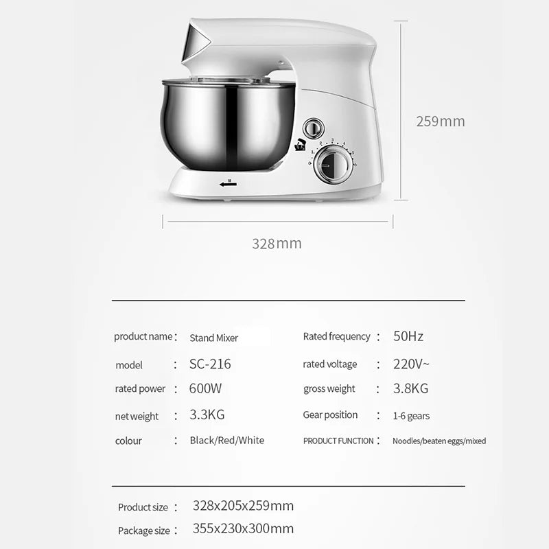 DIVEDEER Multifunctional Chef 3.5L Dough Kneading Machine Fully Automatic Household Electric Egg Beater Baby Food Processor.