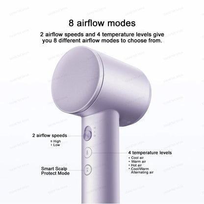 XIAOMI MIJIA High‑Speed Hair Dryer Pro,110k RPM,70 m/s Air,8 Airflow Modes,50 °C Constant Temp,200M Ions,CN Version With Ada.