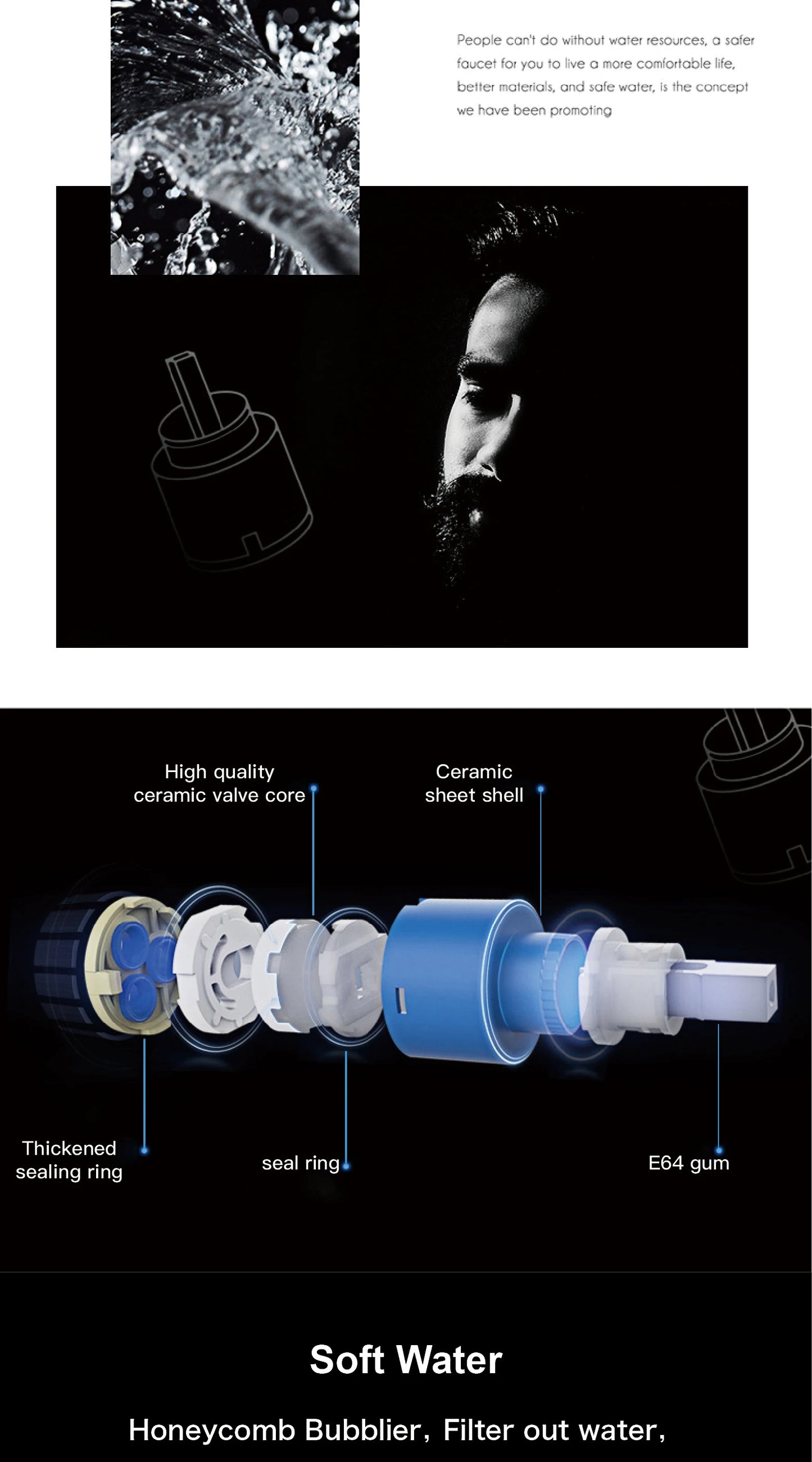 AITANA Luxury Brass Gun Grey Pull out 2-Function Kitchen Faucet Single Handle Cold and Hot Water Pure Water Design Sink Tap