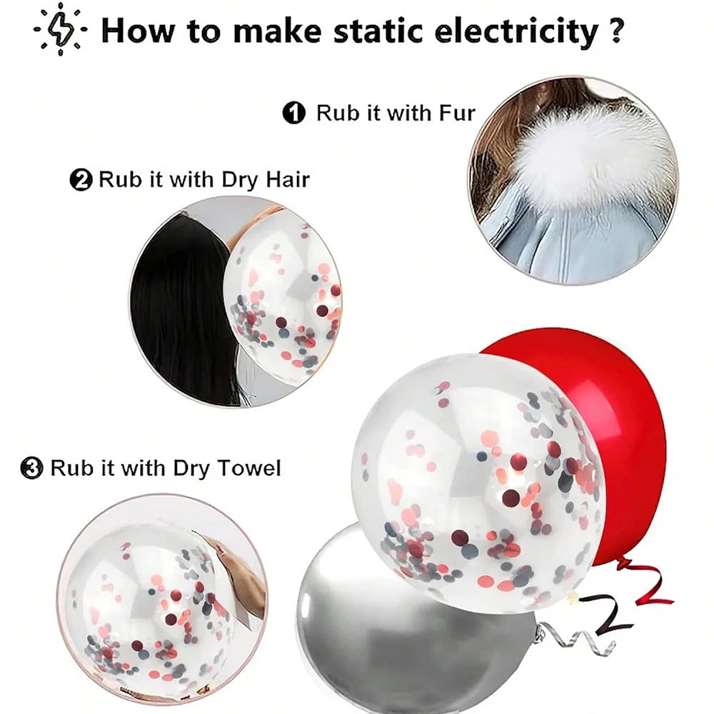 30-teiliges schwarz-rotes Ballon-Konfetti-Luftballons-Set für Geburtstag, Party-Dekoration, Jahrestag, Abschlussfeier, Innendekoration.