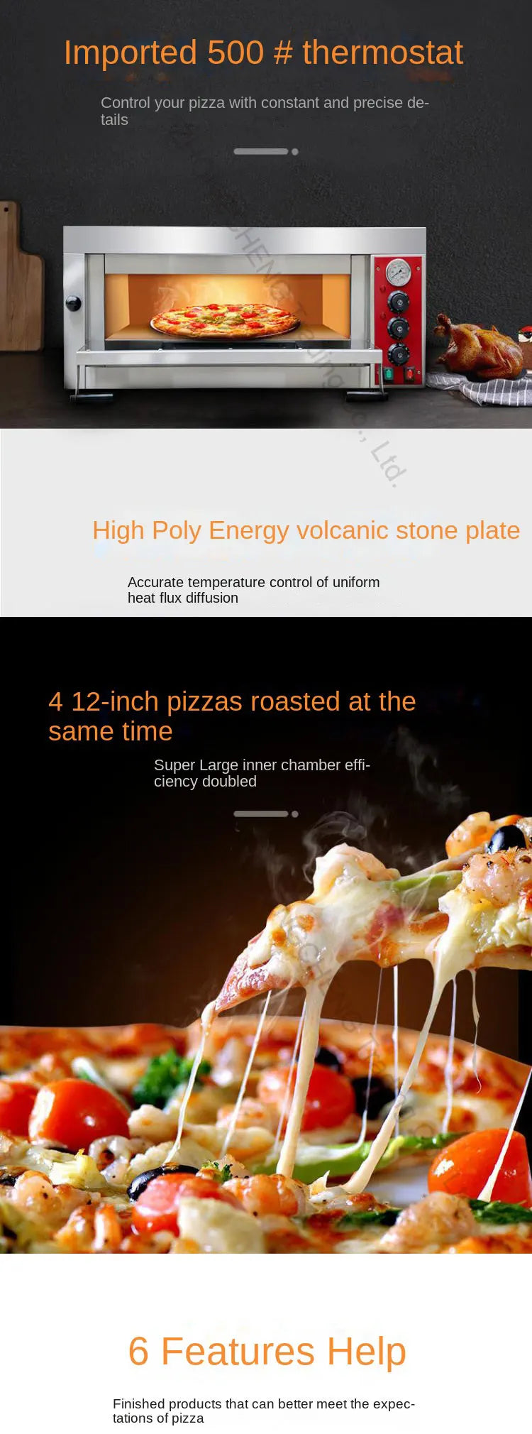 220v Electric Professional Commercial Single-layer Pizza Electric Oven Italian Pizza Oven Pizza500 Degree Grilled Chicken Fish M.