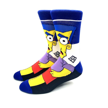 New 1 Pair The Simpsons Harajuku Women Men Socks Cartoon Personality Skateboard Socks Anime Middle Tube Cotton Unisex Socks.