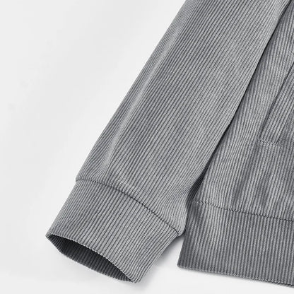 Men's Corduroy Jacket Stand-up Collar Slim Fit Retro Multi-pocket Workwear Commuter Coat for Spring And Autumn