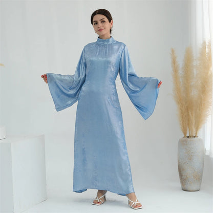 Ramadan Satin Shimmer Abaya Damen Dubai Luxury Islam Muslim Kaftan Dresses Kebaya Abayas For Women Robe Musulmane Femme Vestidos