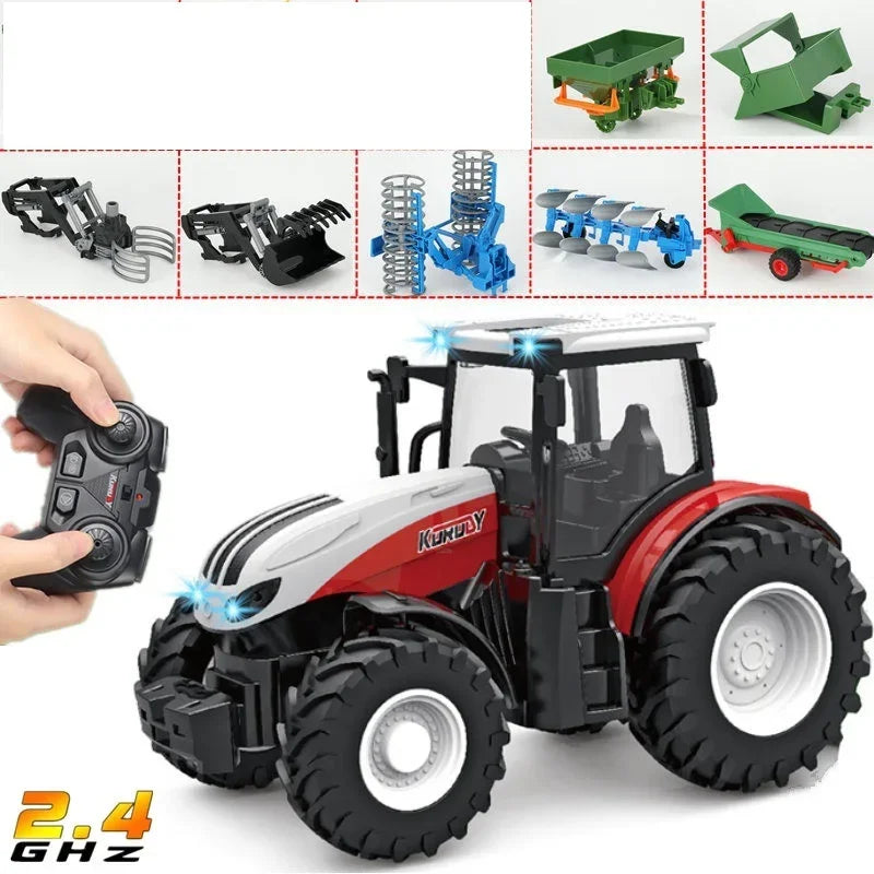 Remote Control Tractor RC Farm Truck Car Trailer 2.4G Farming Simulator Truck Miniature Farm Vehicle Toys Model Children Boy.