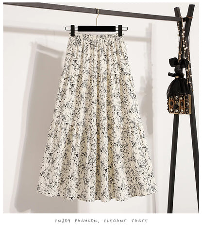 Zjaiss Autumn 2025 Floral Pleated A- Line Skirt Vintage Draped Elegant Chinese Style Women's Half-length Skirts With Lining.